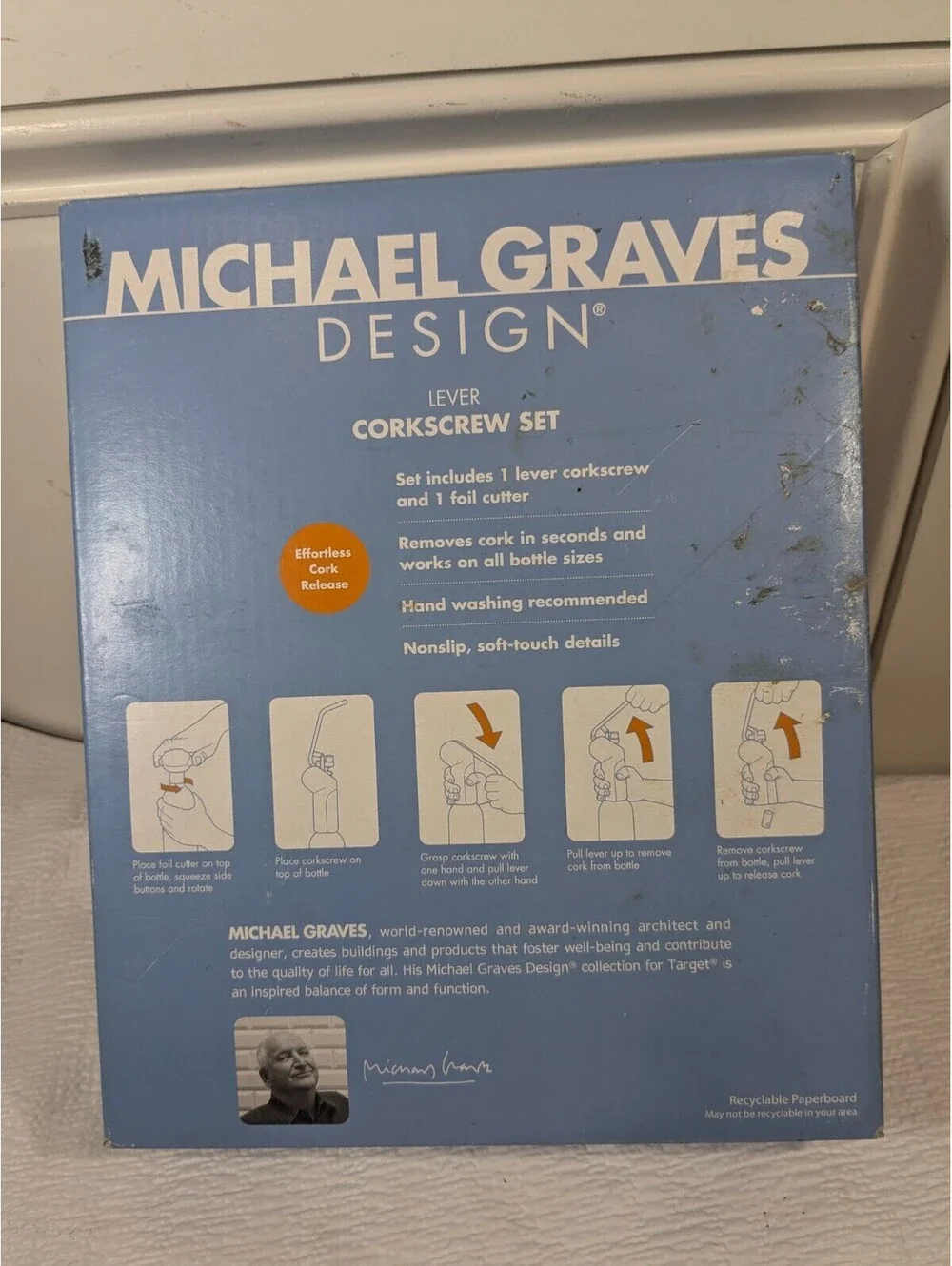 Michael Graves Design Lever Corkscrew Set with Foil Cutter Target RARE READ